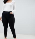 Asos Design Curve Ridley High Waisted Skinny Jeans In Clean Black