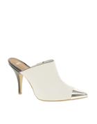 Asos Pocket Pointed High Heels With Metal Toe Cap-white