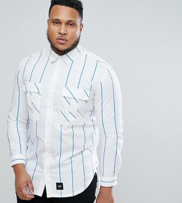 Sixth June Plus Oversized Shirt With Blue Stripes - Blue
