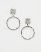 Ashiana Embellished Statement Hoop Earrings - Silver