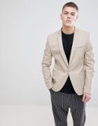 Asos Design Super Skinny Blazer In Putty Cotton-gray