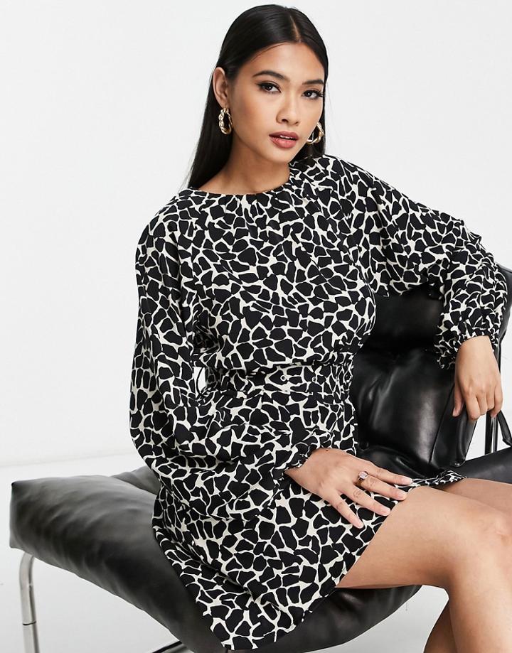 Lola May Mini Dress In Abstract Animal Print-black