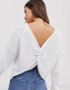 Hollister Reversable Knit Sweater In White