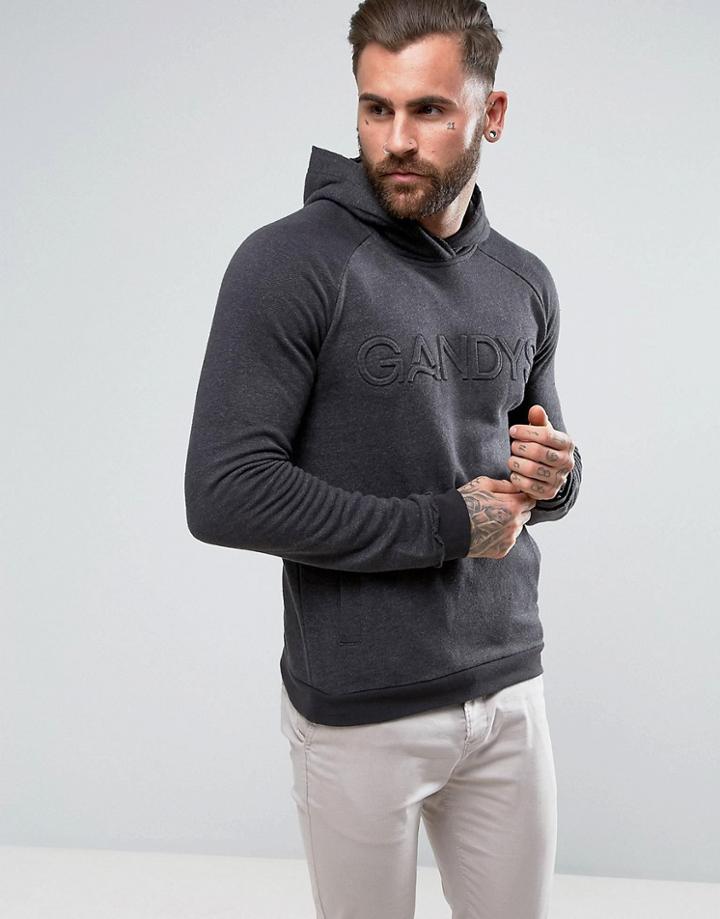 Gandys Hoodie With Embossed Logo - Gray