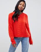Asos Design Cable Sweater - Orange