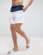 Asos Swim Shorts In Navy With White Panel In Mid Length - Navy