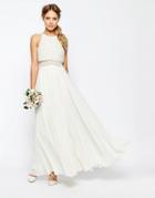 Asos Bridal Pearl Crop Top Maxi Dress - White