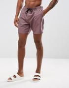 Asos Swim Shorts With Geometric Print In Pink Mid Length - Pink