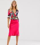 Outrageous Fortune Wrap Front Frilly Tie Crop Top In Red Scarf Print-multi
