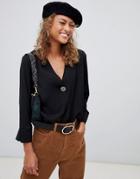New Look One Button Shirt In Black - Black