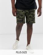 French Connection Plus Camo Jersey Shorts-green