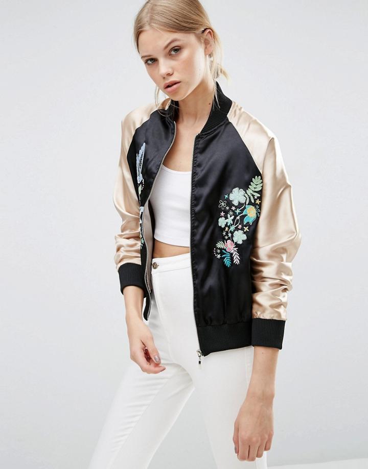 Brave Soul Embroidered Bomber Jacket