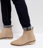 Asos Wide Fit Chelsea Boots In Stone Suede With Natural Sole - Stone