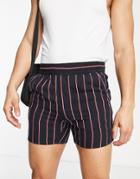 Asos Design Lightweight Slim Shorts In Black Stripe