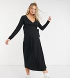 Asos Design Maternity Super Soft Midi Wrap Dress In Black