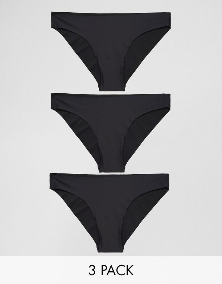 Asos 3 Pack Basic Seam Free Brazilian Pants - Black