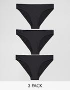 Asos 3 Pack Basic Seam Free Brazilian Pants - Black