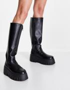 Asos Design Cole Chunky Knee Boots In Black