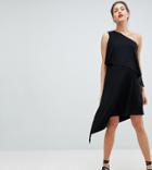 Isabella Oliver Drapey One Shoulder Dress With High Low Hem - Black