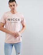 Nicce London T-shirt With Large Rubber Logo - Pink