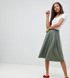Asos Design Tall Midi Skirt With Box Pleats - Green