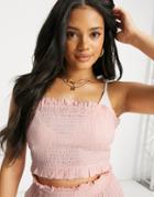 Influence Shirred Bandeau Beach Top-pink