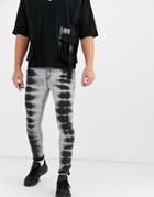 Asos Design Spray On Jeans In Power Stretch In Black Tie Dye