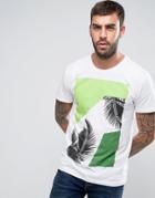 Solid T-shirt With Geo Palm Print - White