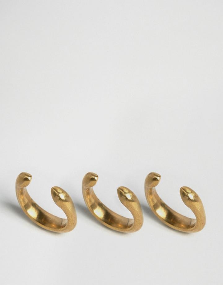 Made 3 Pack Point Edge Rings - Gold