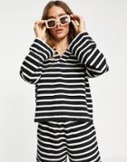 Selected Femme Knitted Top With Dropped Shoulder In Navy Stripe - Part Of A Set