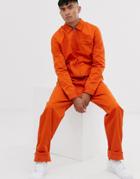 M.c.overalls Polycotton Collared Zip Overall In Orange