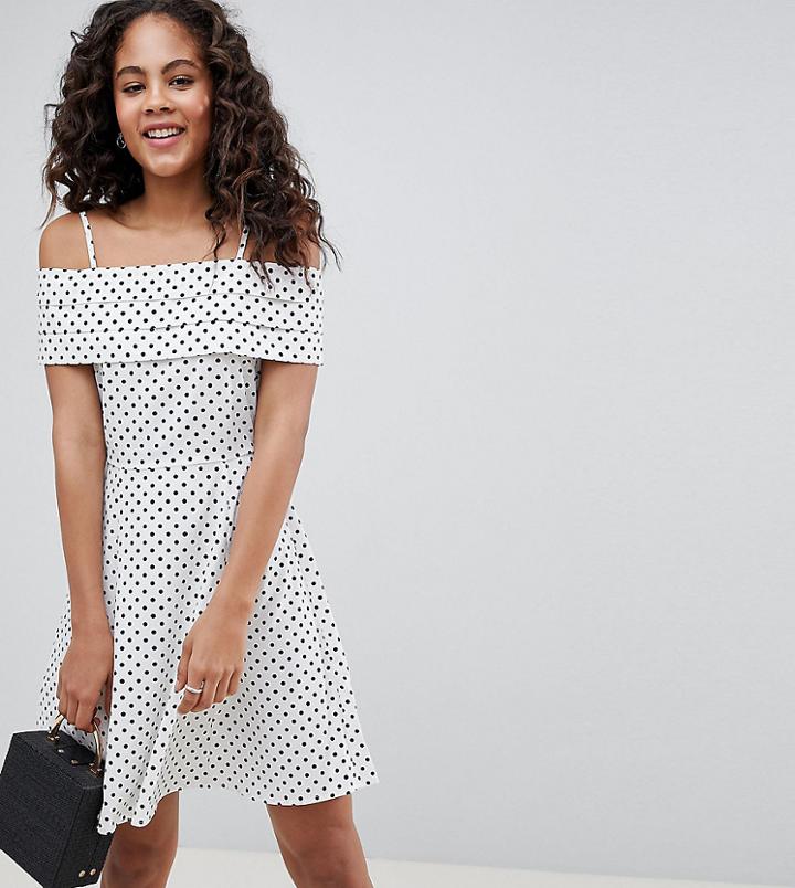 Asos Design Tall Spot Sundress With Pleat Detail - Multi
