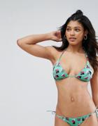 Asos Mix And Match Micro Triangle Bikini Top In 80's Print - Multi
