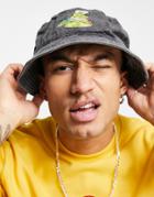 Asos Design Retro Cotton Bucket Hat With Mutant Ninja Turtles Print In Washed Black