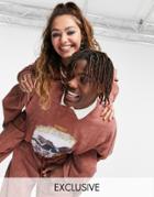 Reclamed Vintage Inspired Unisex Yosemite Sweatshirt In Washed Brown