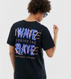 Crooked Tongues Oversized T-shirt With Wave Rave Back Print-black