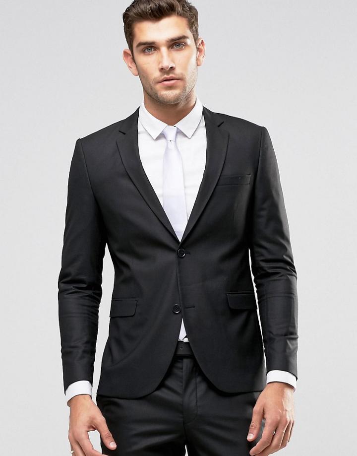 Jack & Jones Premium Skinny Suit Jacket In Black - Black