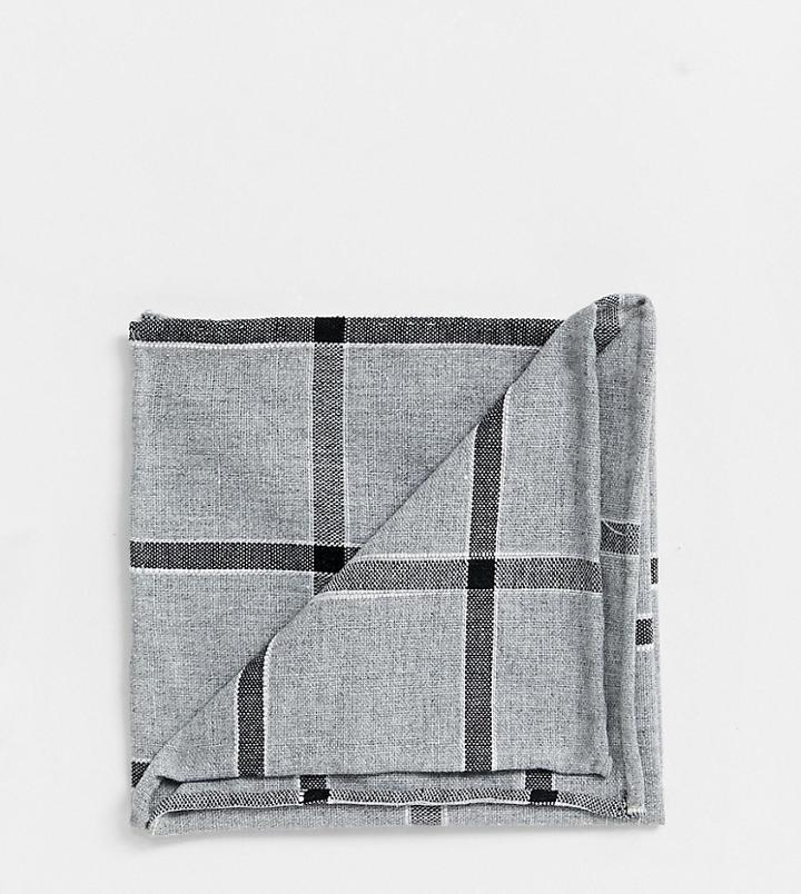 Noak Pocket Square In Gray Check - Gray