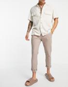 Asos Design Super Skinny Cropped Chinos In Beige-neutral