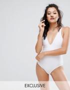 South Beach Plunge White Swimsuit - White