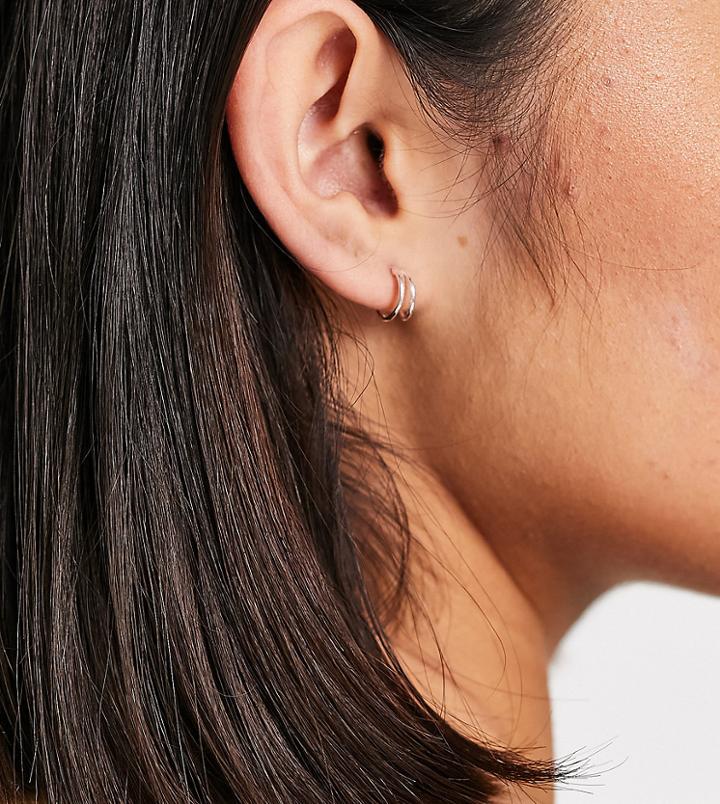 Kingsley Ryan Double Row Illusion Hoop Earrings In Sterling Silver