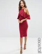 Asos Tall High Neck Cold Shoulder Midi Dress - Red