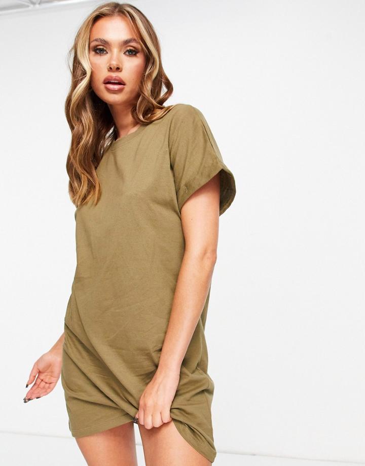Brave Soul Xena T-shirt Dress In Olive-green