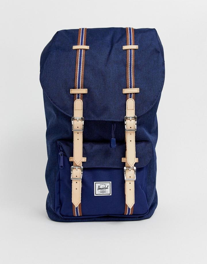 Herschel Supply Co Offset Little America 25l Backpack In Crosshatch Navy - Navy