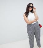 Asos Design Curve Tailored Gingham Tapered Pants With Belt And Buckle Detail-multi