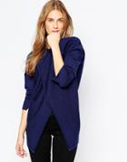 Asos Sweater With Split Front - Navy