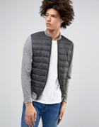 Selected Homme Plus Quilted Bomber With Contrast Jersey Sleeves - Gray
