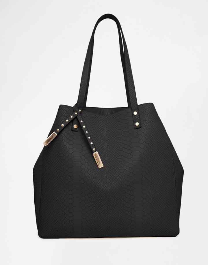 Asos Croc Shopper Bag - Black