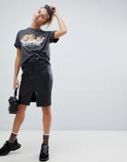 Bershka Split Front Belted Midi Skirt - Black