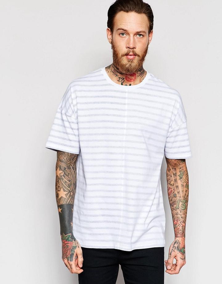 Asos Oversized T-shirt With Reverse Print Stripe